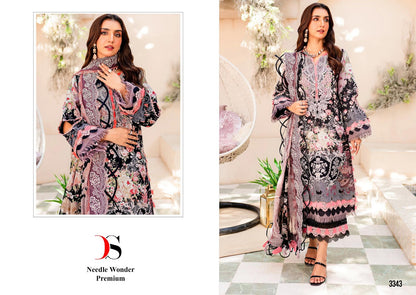 3343 Bk Deepsy Cotton Pakistani Patch Work Suits Wholesaler India