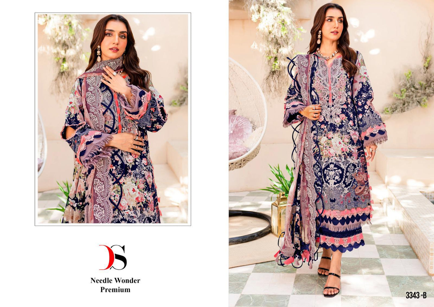 3343 Bk Deepsy Cotton Pakistani Patch Work Suits Wholesaler India