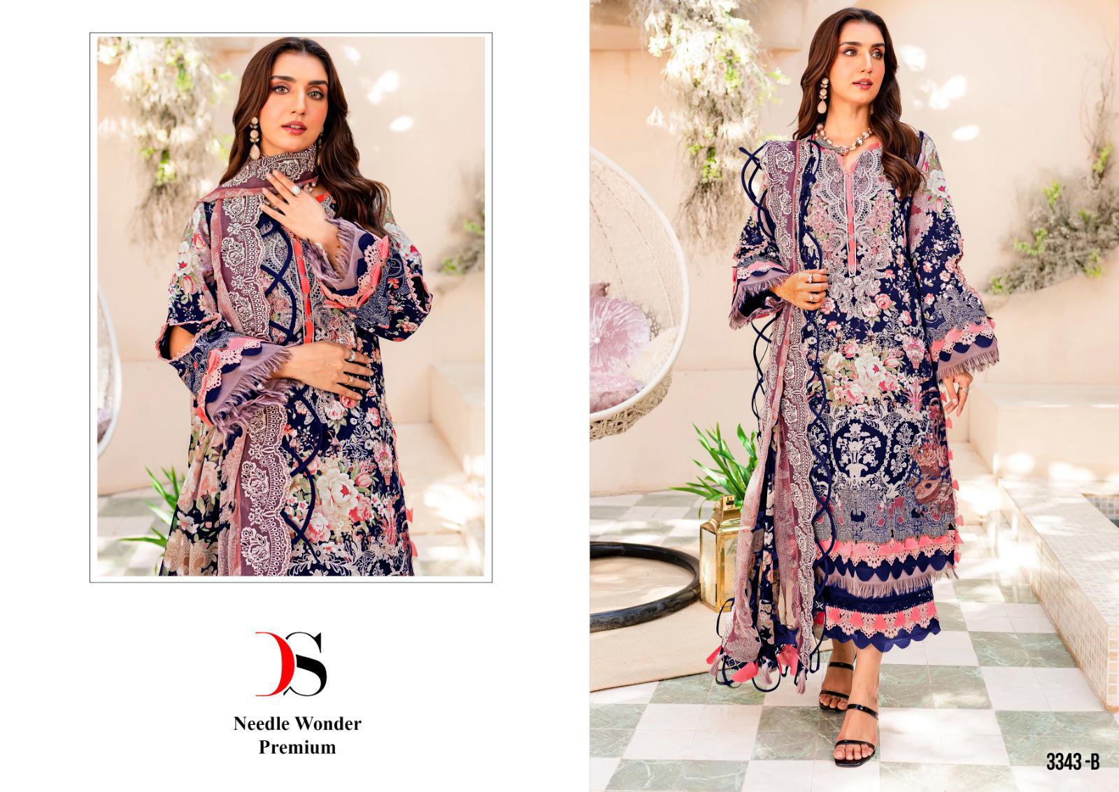 3343 Bk Deepsy Cotton Pakistani Patch Work Suits Wholesaler India