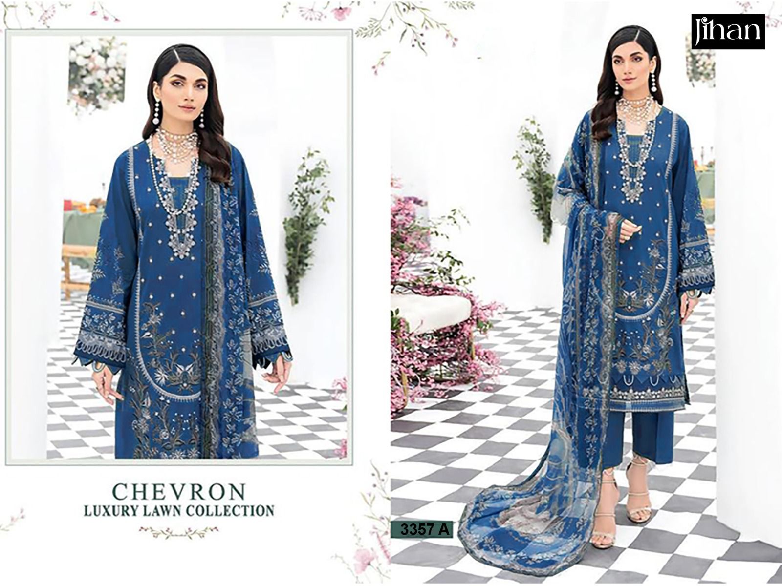 3357 Jihan Lawn Cotton Pakistani Patch Work Suits