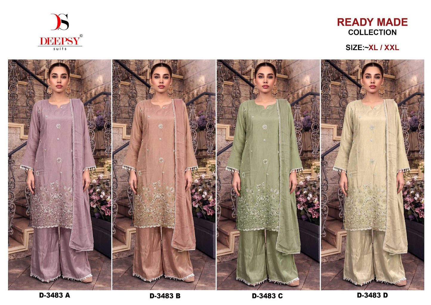 3483 Abcd Deepsy Tissue Silk Pakistani Readymade Suits Exporter India