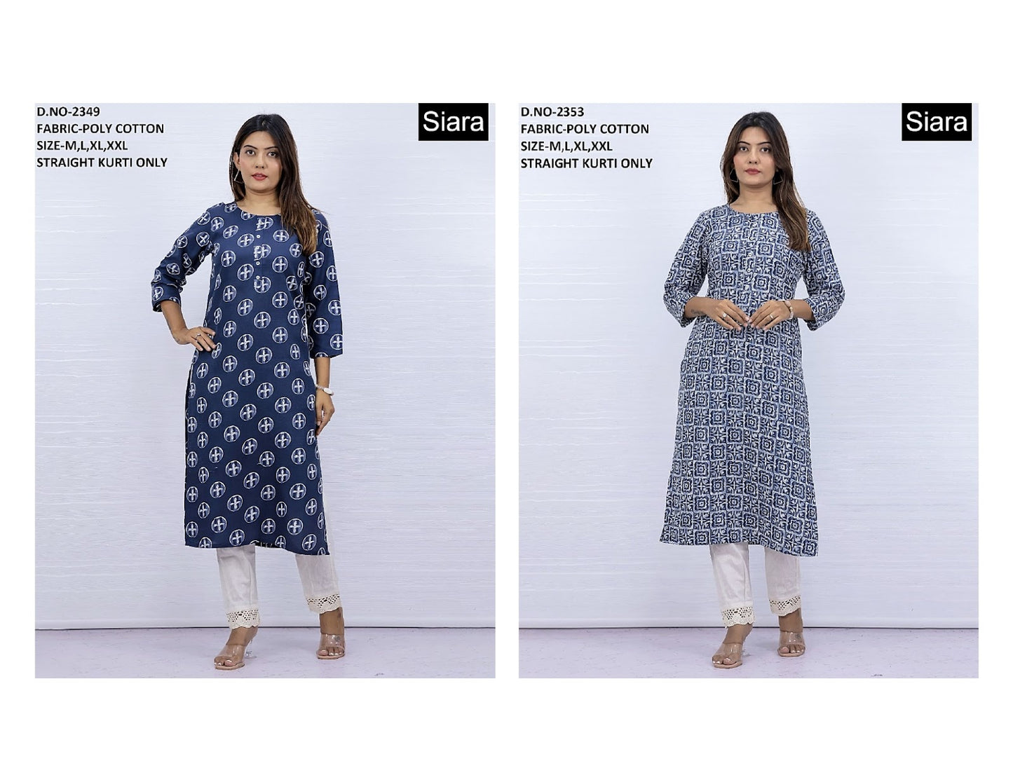 3/4 Sleeves Siara Cotton Straight Cut Kurtis Wholesaler Gujarat