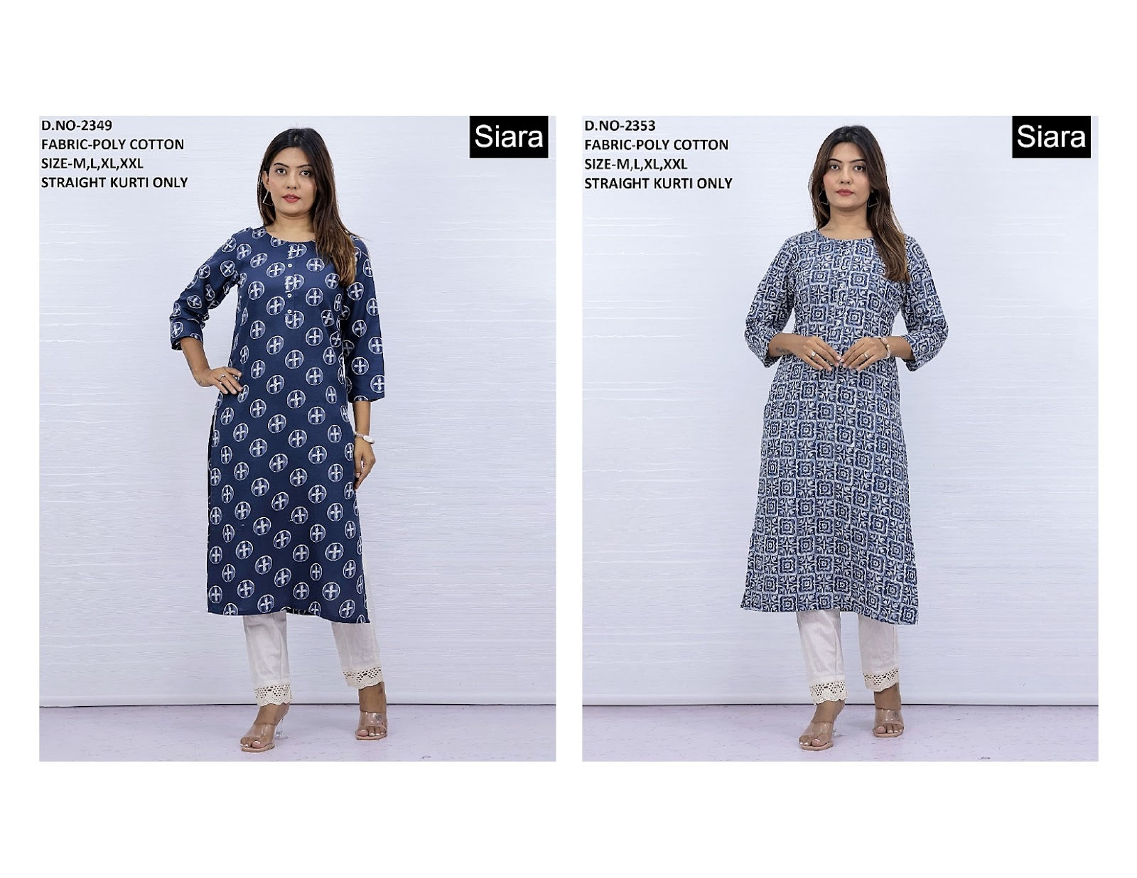 3/4 Sleeves Siara Cotton Straight Cut Kurtis Wholesaler Gujarat