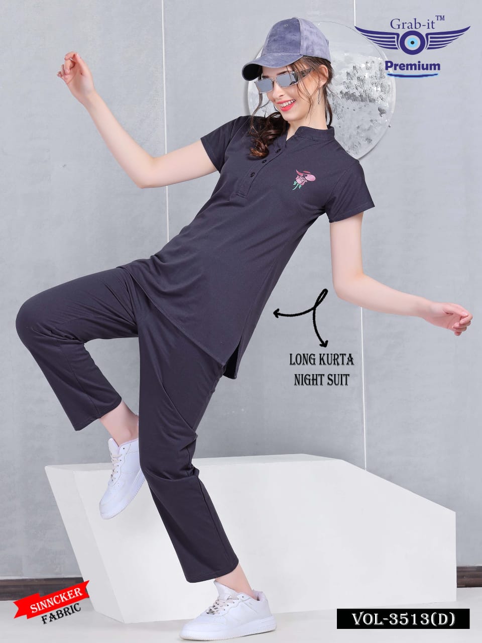 3513 D Grab It Sinker Kurta Night Suits Wholesale Price