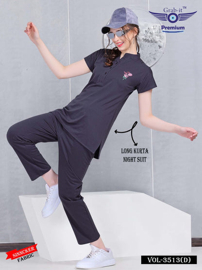 3513 D Grab It Sinker Kurta Night Suits Wholesale Price