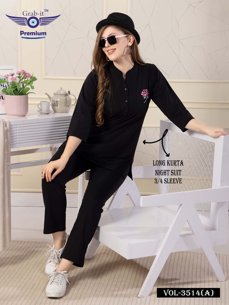 3514 A Grab It Sinker Kurta Night Suits Manufacturer India