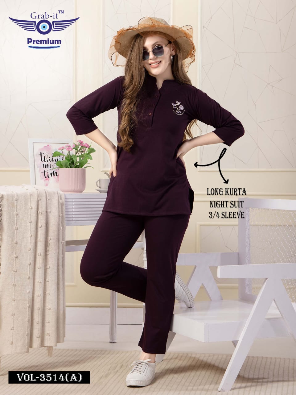 3514 A Grab It Sinker Kurta Night Suits Manufacturer India