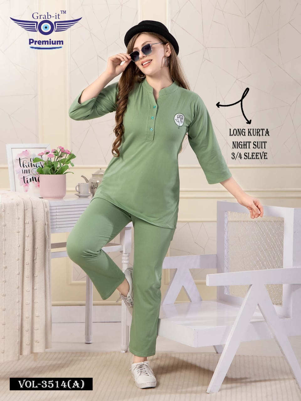 3514 A Grab It Sinker Kurta Night Suits Manufacturer India