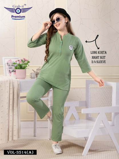 3514 A Grab It Sinker Kurta Night Suits Manufacturer India