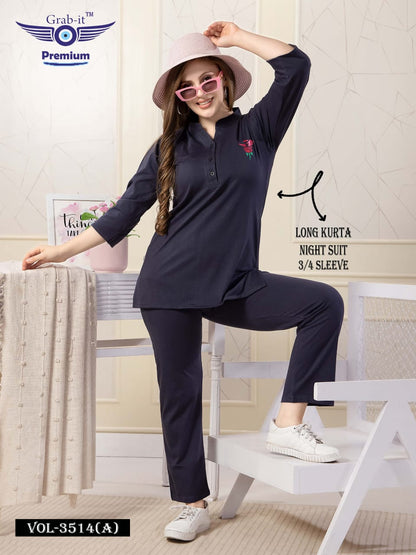 3514 A Grab It Sinker Kurta Night Suits Manufacturer India