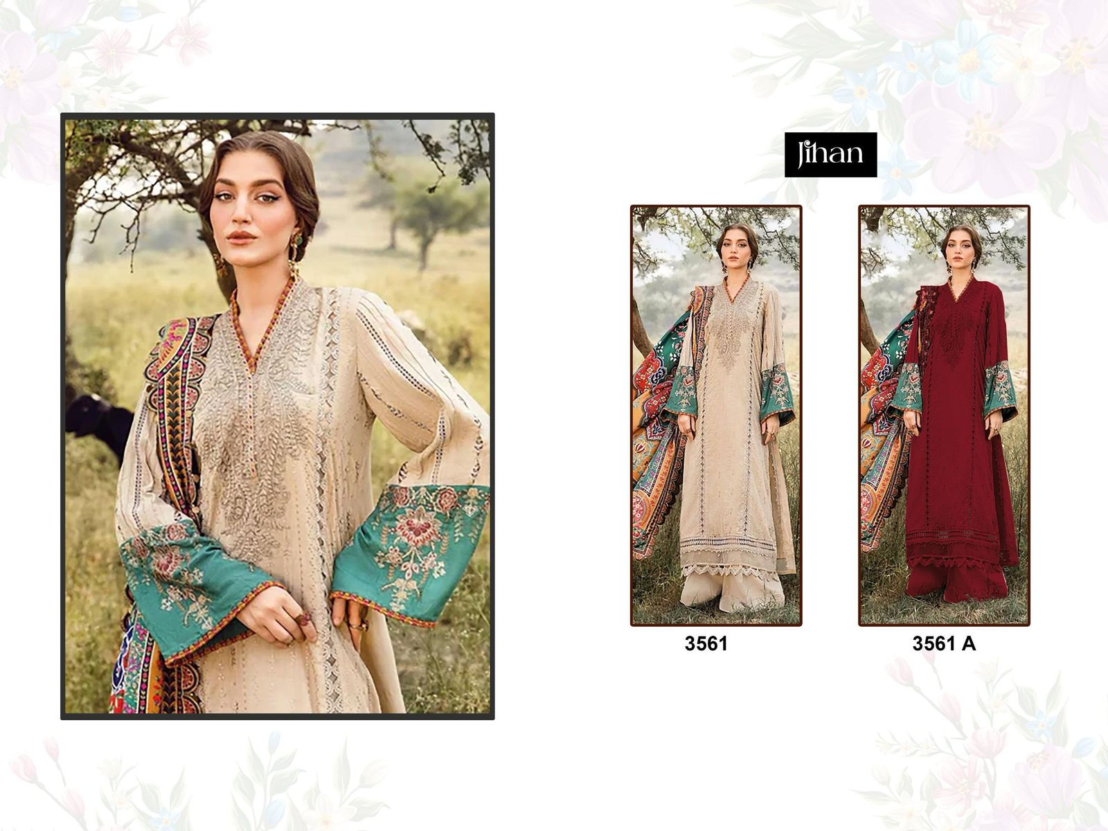 3561 Jihan Heavy Reyon Pakistani Salwar Suits Exporter Gujarat