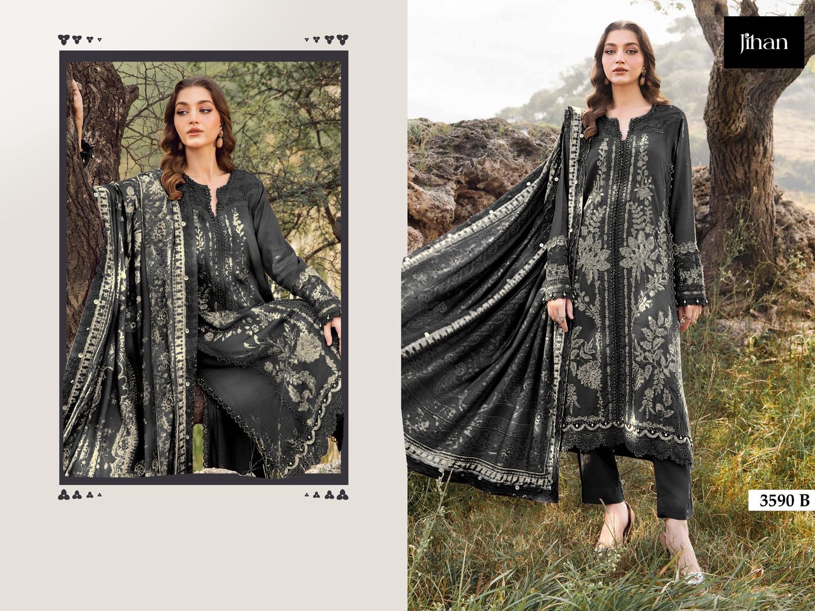 3590 Maria B Exclusive Collection Jihan Heavy Reyon Pakistani Salwar Suits Wholesale Price