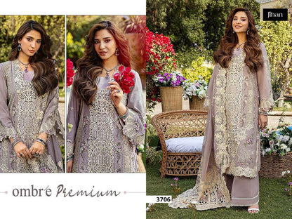 3704-3706 Ombre Premium Jihan Cotton Pakistani Patch Work Suits Wholesaler