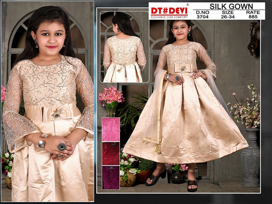 3704 Dt Devi Silk Girls Readymade Pant Suits