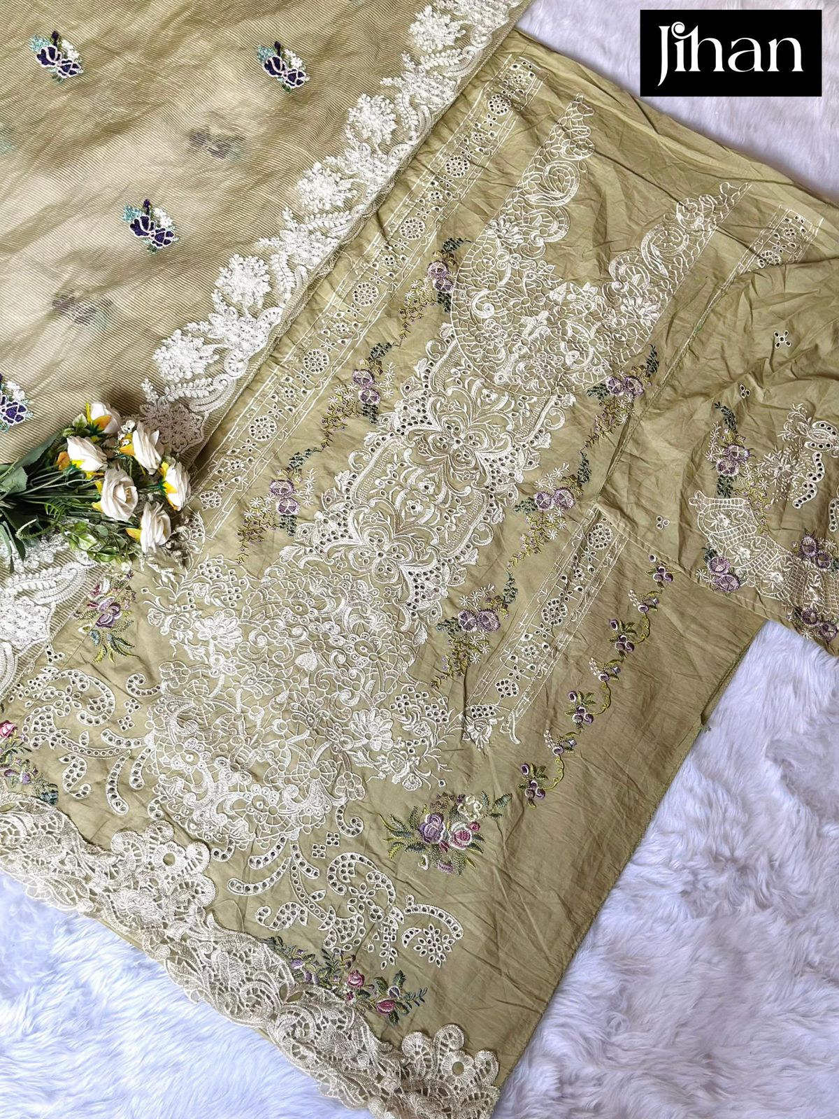 3707-3709 Ombre Premium Jihan Cotton Pakistani Patch Work Suits Manufacturer India