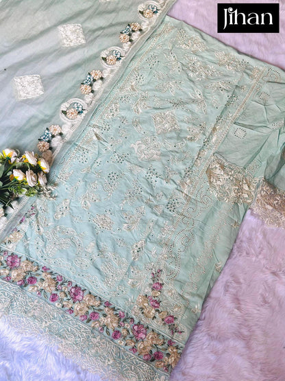 3707-3709 Ombre Premium Jihan Cotton Pakistani Patch Work Suits Manufacturer India