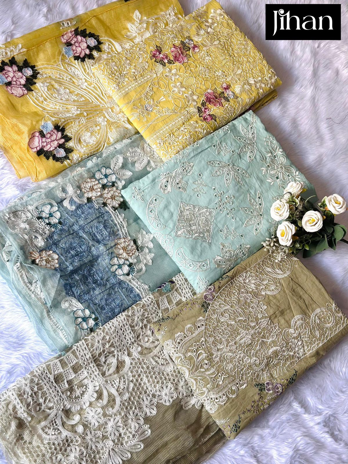 3707-3709 Ombre Premium Jihan Cotton Pakistani Patch Work Suits Manufacturer India