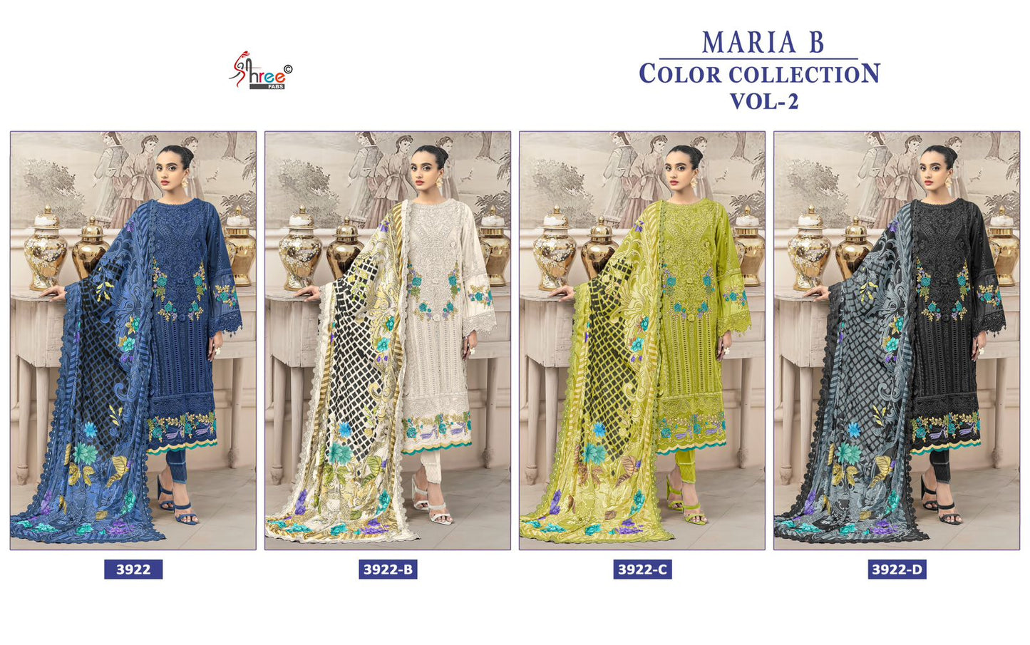 3922 Maria B Color Collection Vol 2 Shree Fabs Cotton Pakistani Salwar Suits Exporter Ahmedabad