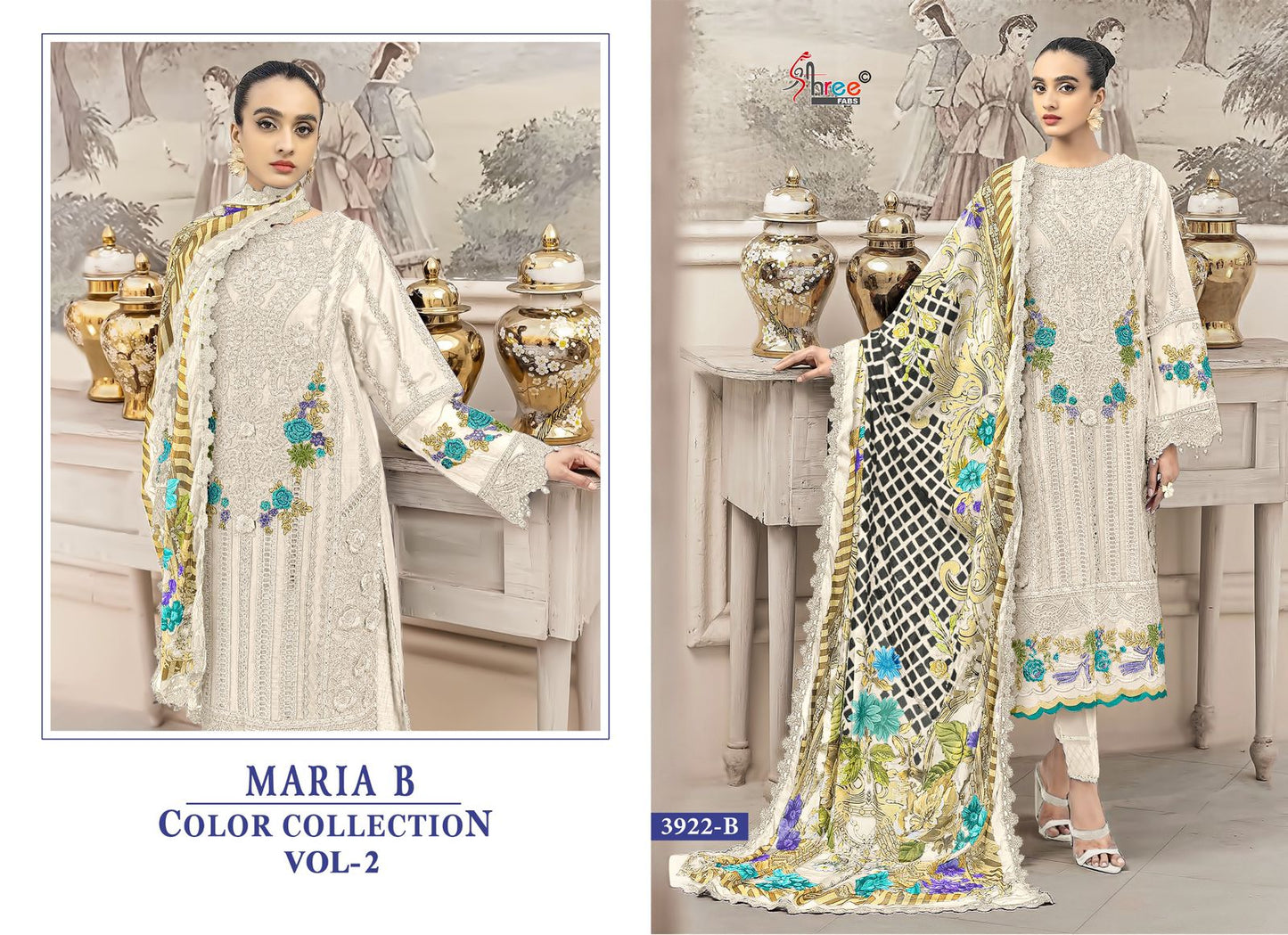 3922 Maria B Color Collection Vol 2 Shree Fabs Cotton Pakistani Salwar Suits Exporter Ahmedabad