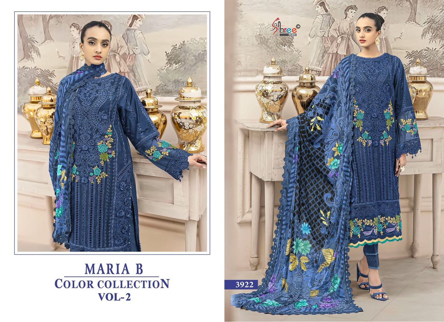 3922 Maria B Color Collection Vol 2 Shree Fabs Cotton Pakistani Salwar Suits Exporter Ahmedabad