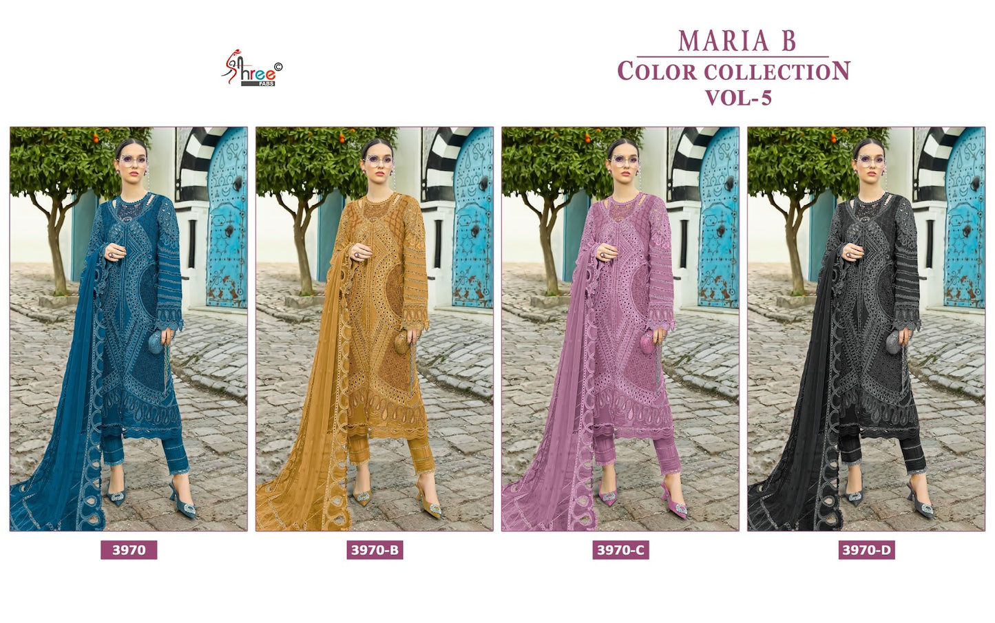 3970 Maria B Color Collection Vol 5 Shree Fabs Cotton Pakistani Salwar Suits Wholesaler Gujarat