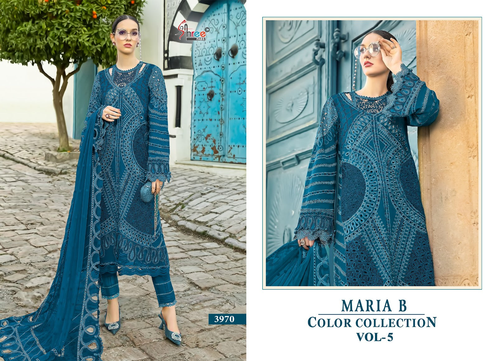 3970 Maria B Color Collection Vol 5 Shree Fabs Cotton Pakistani Salwar Suits Wholesaler Gujarat