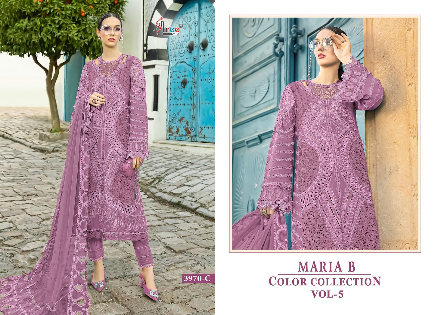 3970 Maria B Color Collection Vol 5 Shree Fabs Cotton Pakistani Salwar Suits Wholesaler Gujarat
