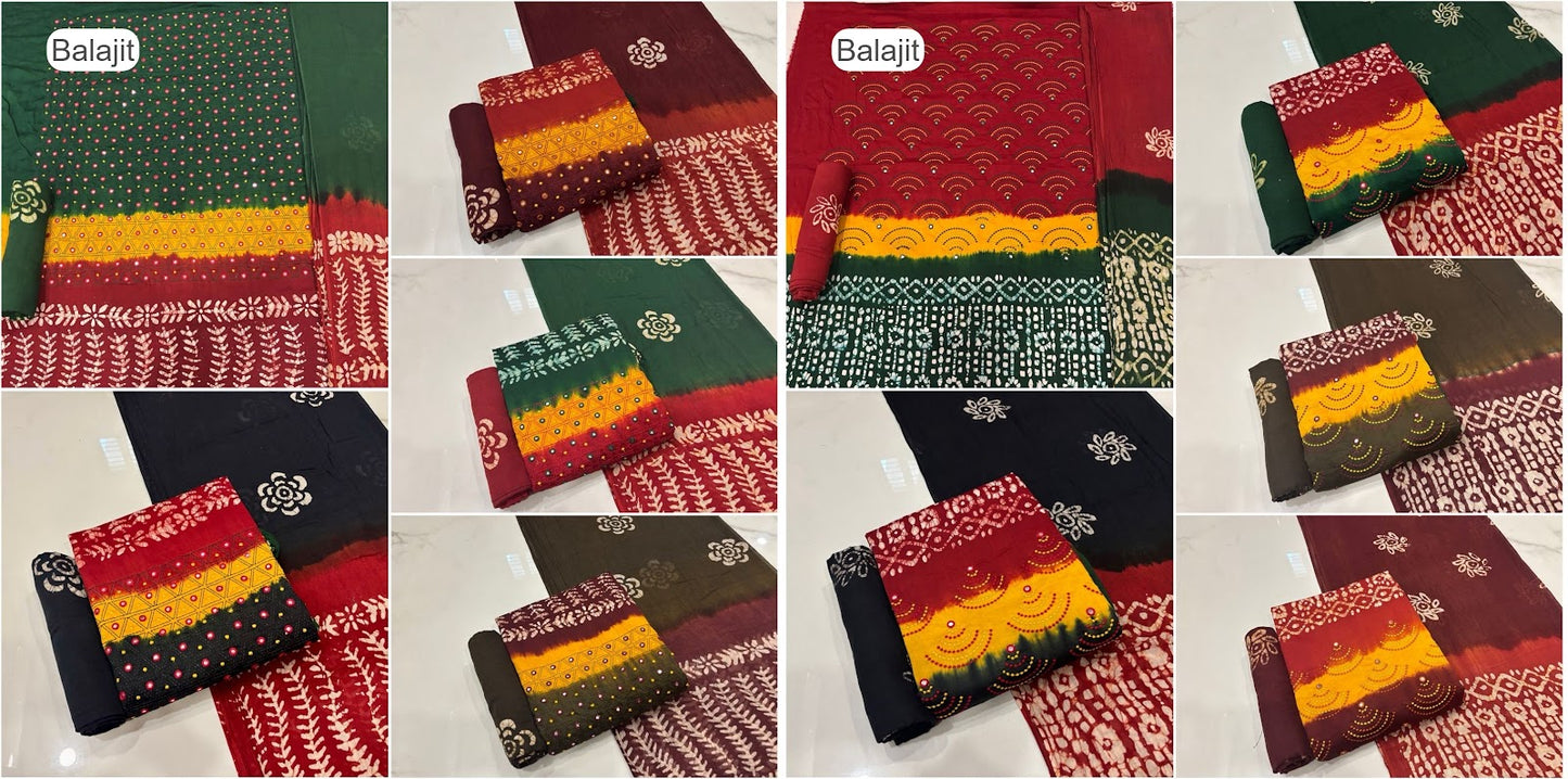 3D Batik 1007 Balajit Jam Satin Salwar Suits Exporter