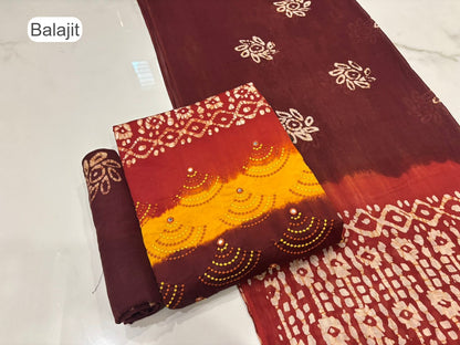 3D Batik 1007 Balajit Jam Satin Salwar Suits Exporter
