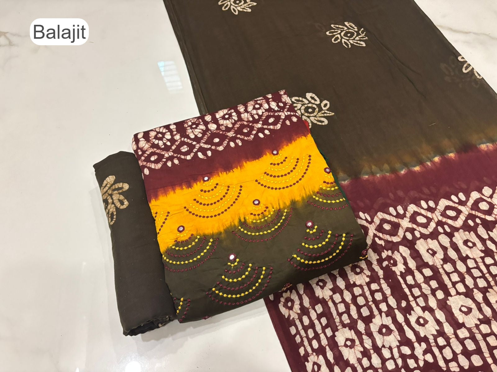 3D Batik 1007 Balajit Jam Satin Salwar Suits Exporter