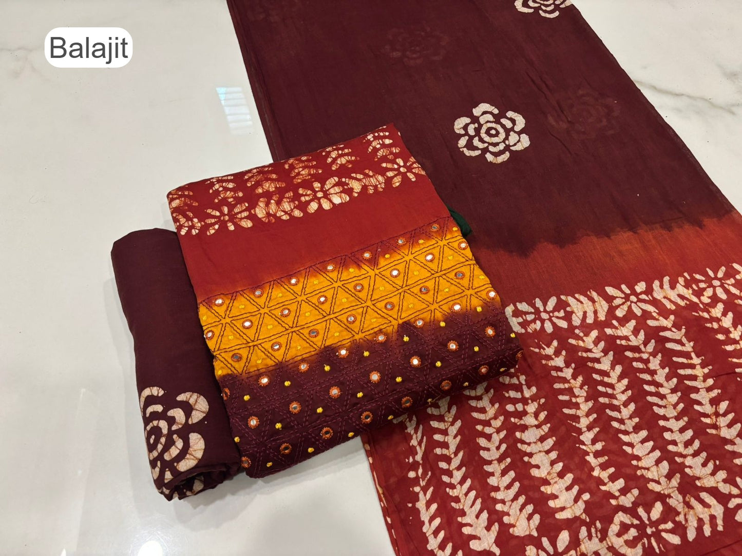 3D Batik 1007 Balajit Jam Satin Salwar Suits Exporter