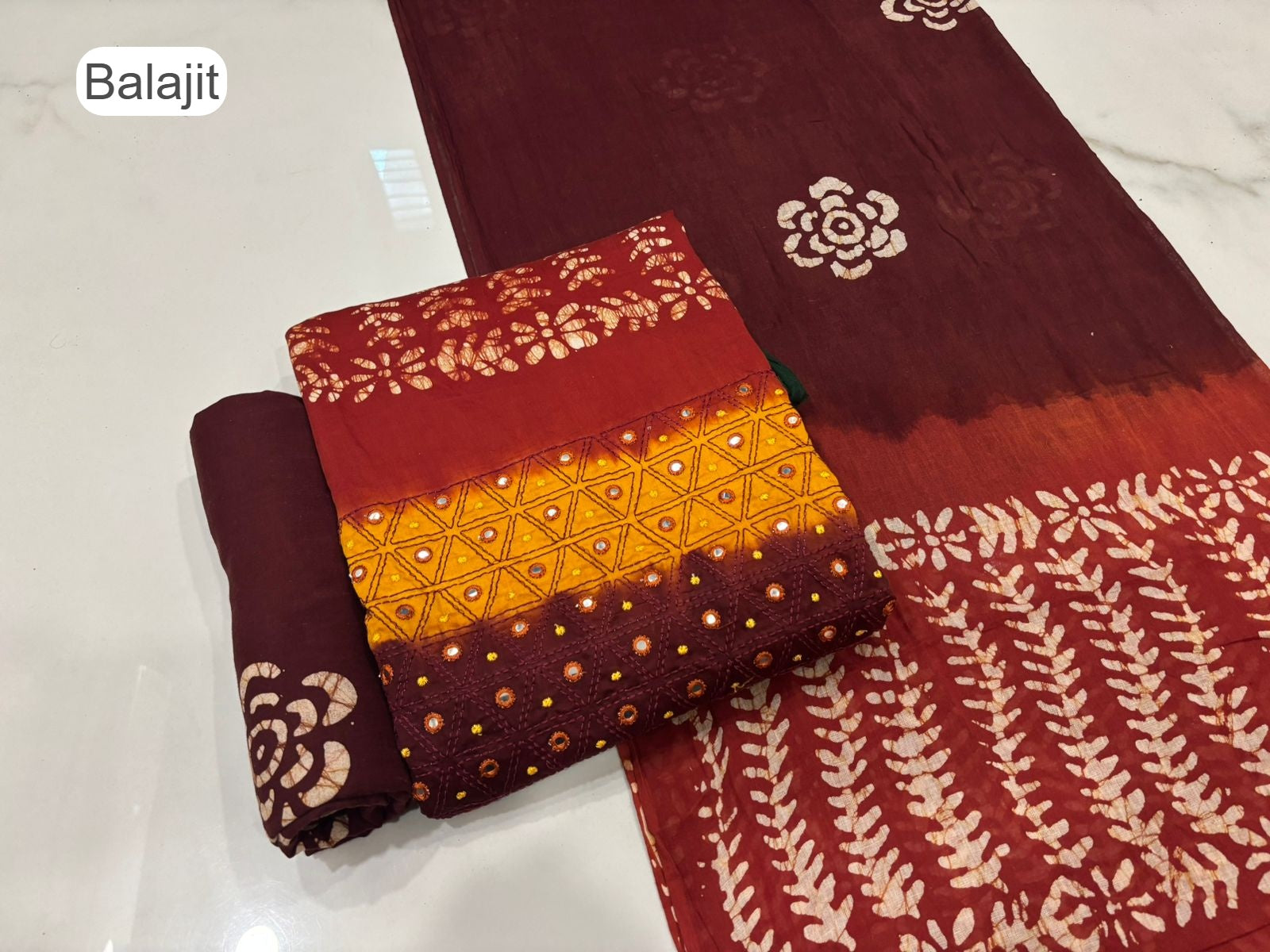 3D Batik 1007 Balajit Jam Satin Salwar Suits Exporter