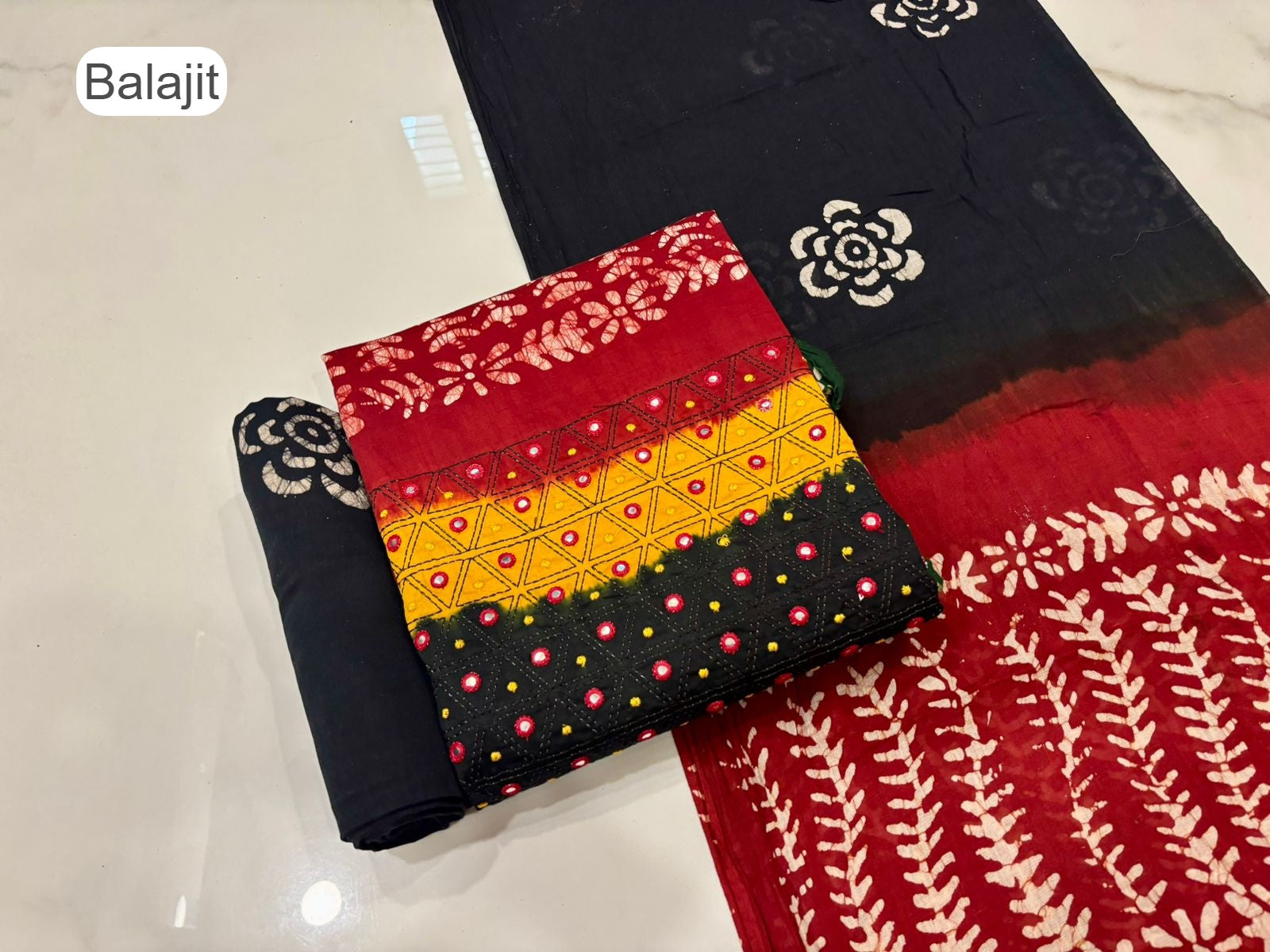 3D Batik 1007 Balajit Jam Satin Salwar Suits Exporter