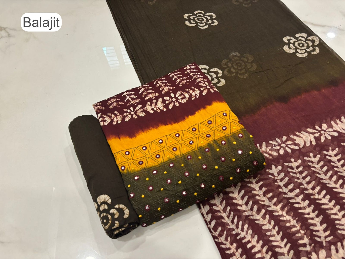 3D Batik 1007 Balajit Jam Satin Salwar Suits Exporter