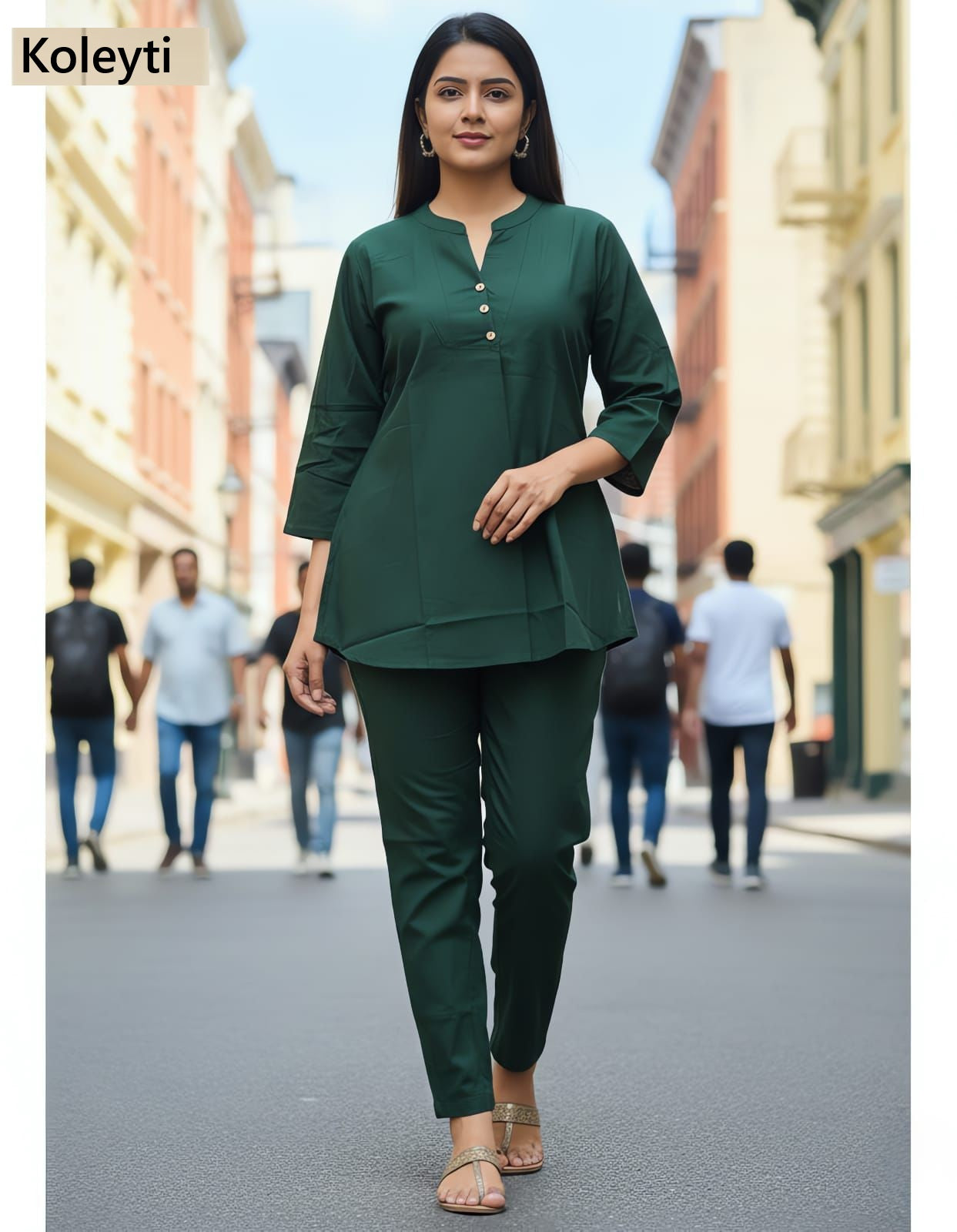 3 Buttons 0109 Koleyti Cotton Co Ord Set Wholesale Price