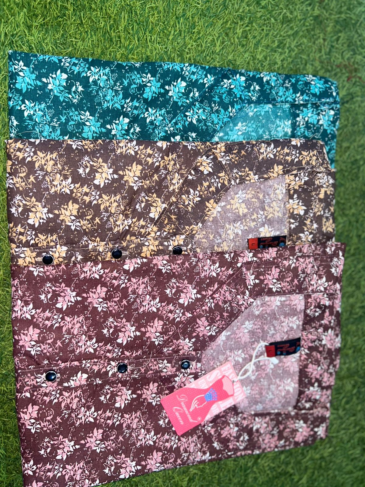 3 Buttons 271224 Diamond Queen Cotton Night Gowns Manufacturer Gujarat