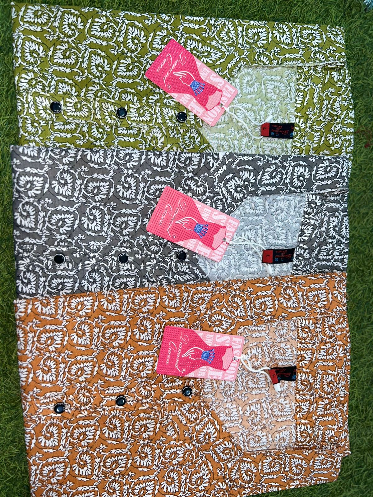 3 Buttons 271224 Diamond Queen Cotton Night Gowns Manufacturer Gujarat