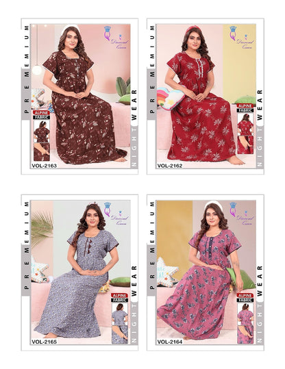 3 Buttons Diamond Queen Alpine Night Gowns Wholesale Price