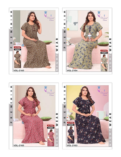 3 Buttons Diamond Queen Alpine Night Gowns Wholesale Price
