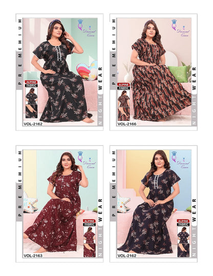 3 Buttons Diamond Queen Alpine Night Gowns Wholesale Price