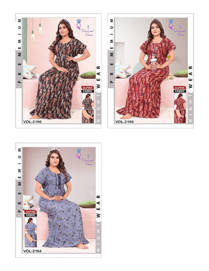 3 Buttons Diamond Queen Alpine Night Gowns Wholesale Price