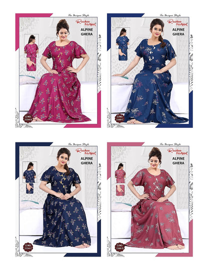 3 Buttons Ruchee Fashion Alpine Night Gowns Exporter India