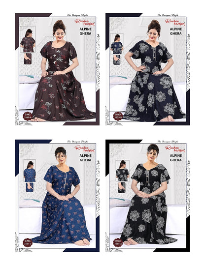 3 Buttons Ruchee Fashion Alpine Night Gowns Exporter India
