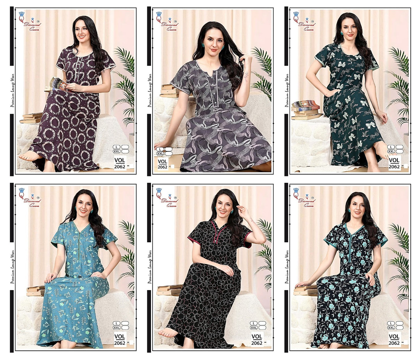 3 Buttons Vol 2062 Diamond Queen Sinker Night Gowns Supplier