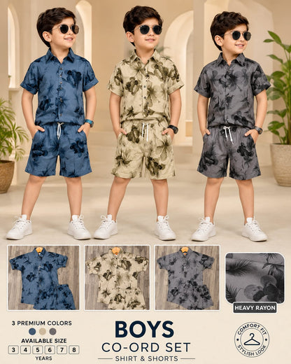 3 Colors 3 Model Chapter 16 Rayon Boys Co Ord Set Exporter India