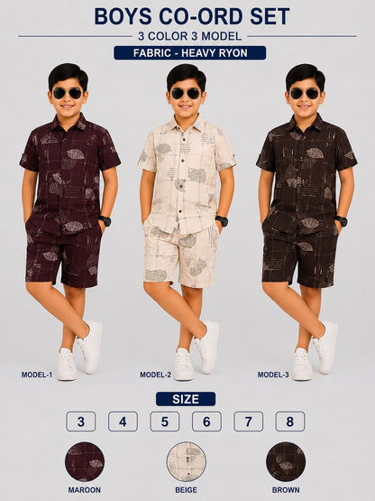 3 Colors 3 Model Chapter 16 Rayon Boys Co Ord Set Exporter India