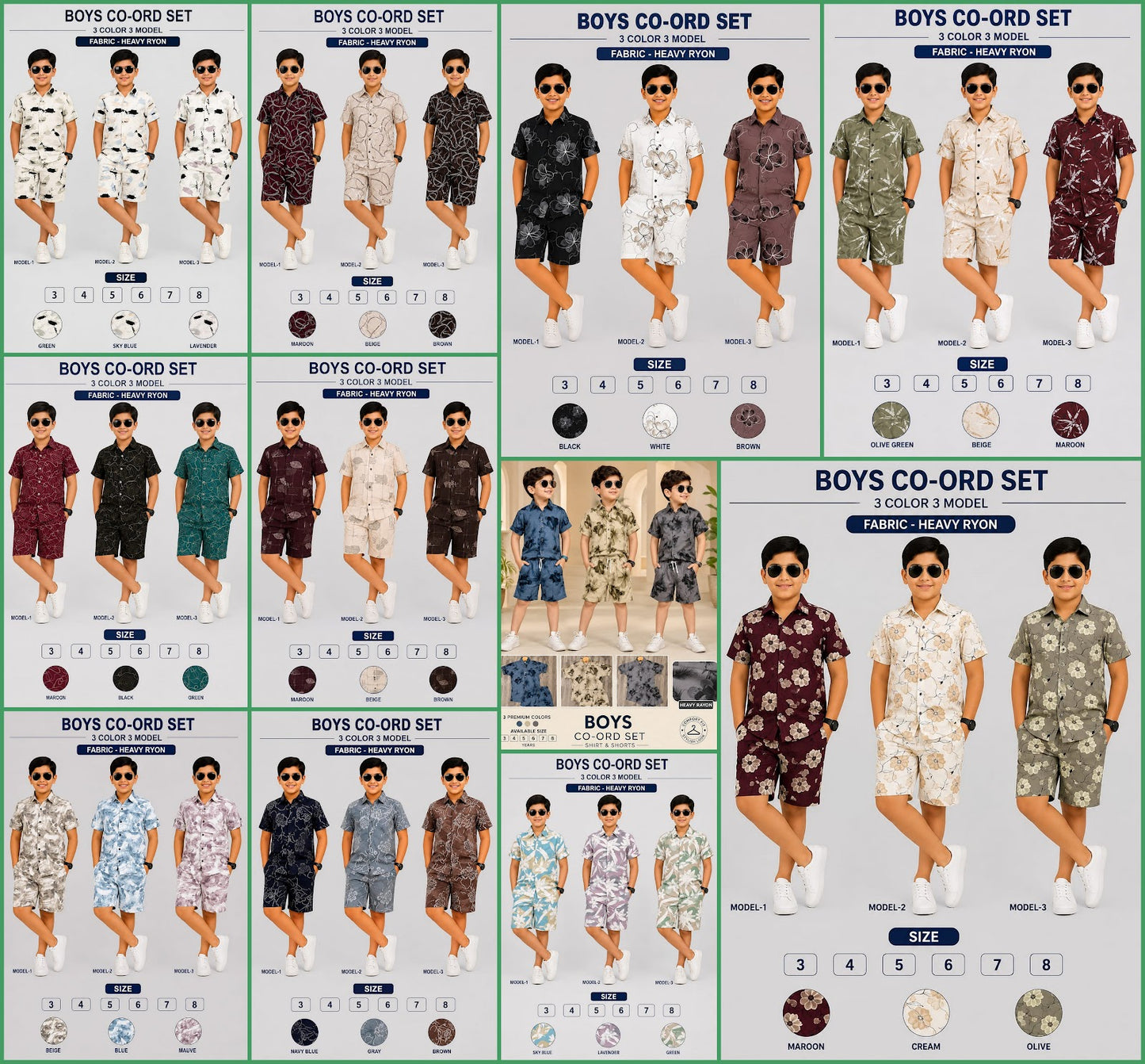 3 Colors 3 Model Chapter 16 Rayon Boys Co Ord Set Exporter India