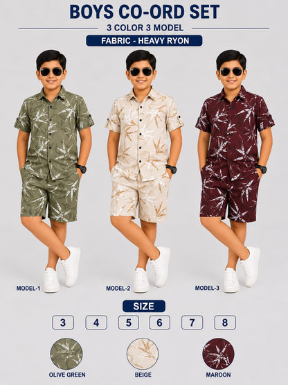 3 Colors 3 Model Chapter 16 Rayon Boys Co Ord Set Exporter India