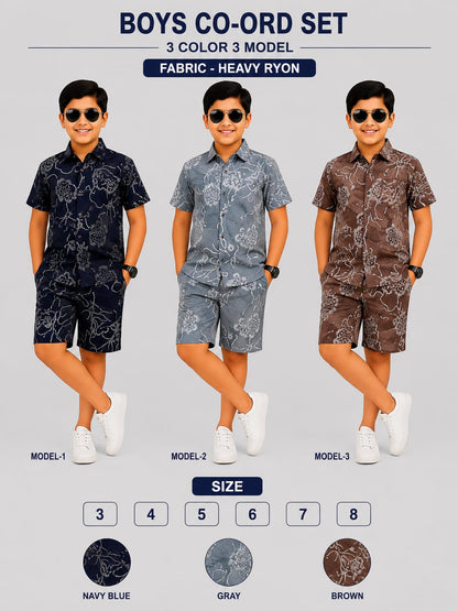 3 Colors 3 Model Chapter 16 Rayon Boys Co Ord Set Exporter India