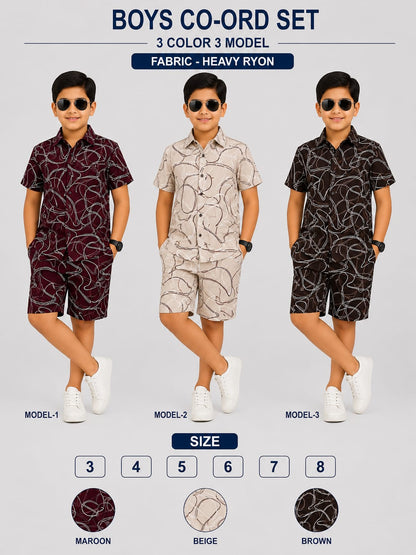 3 Colors 3 Model Chapter 16 Rayon Boys Co Ord Set Exporter India
